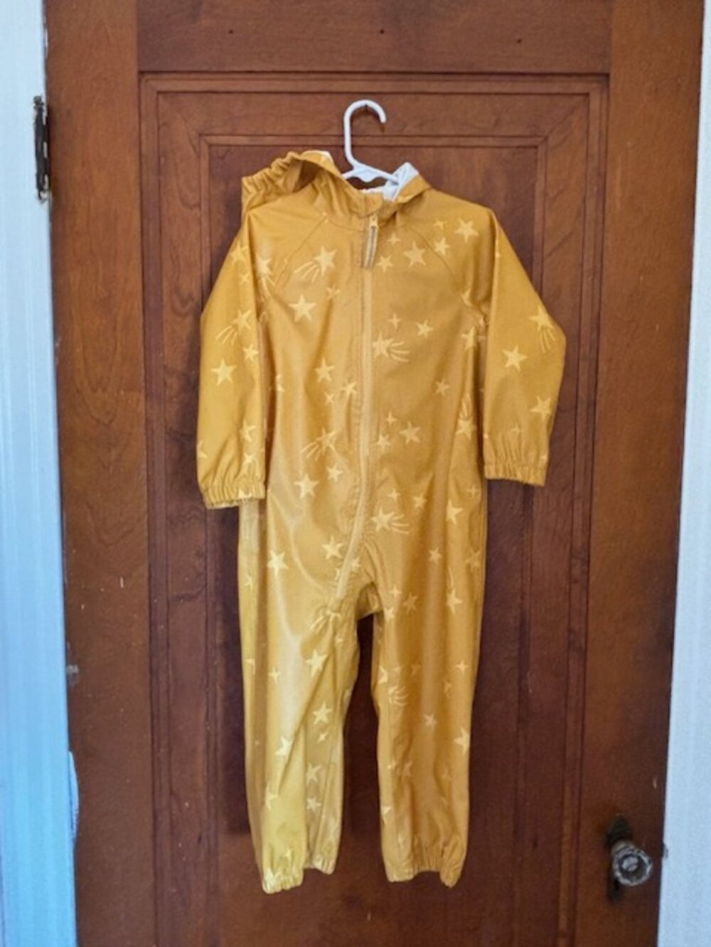 Cat & Jack 3T Mustard Star Print Hooded Rain Suit